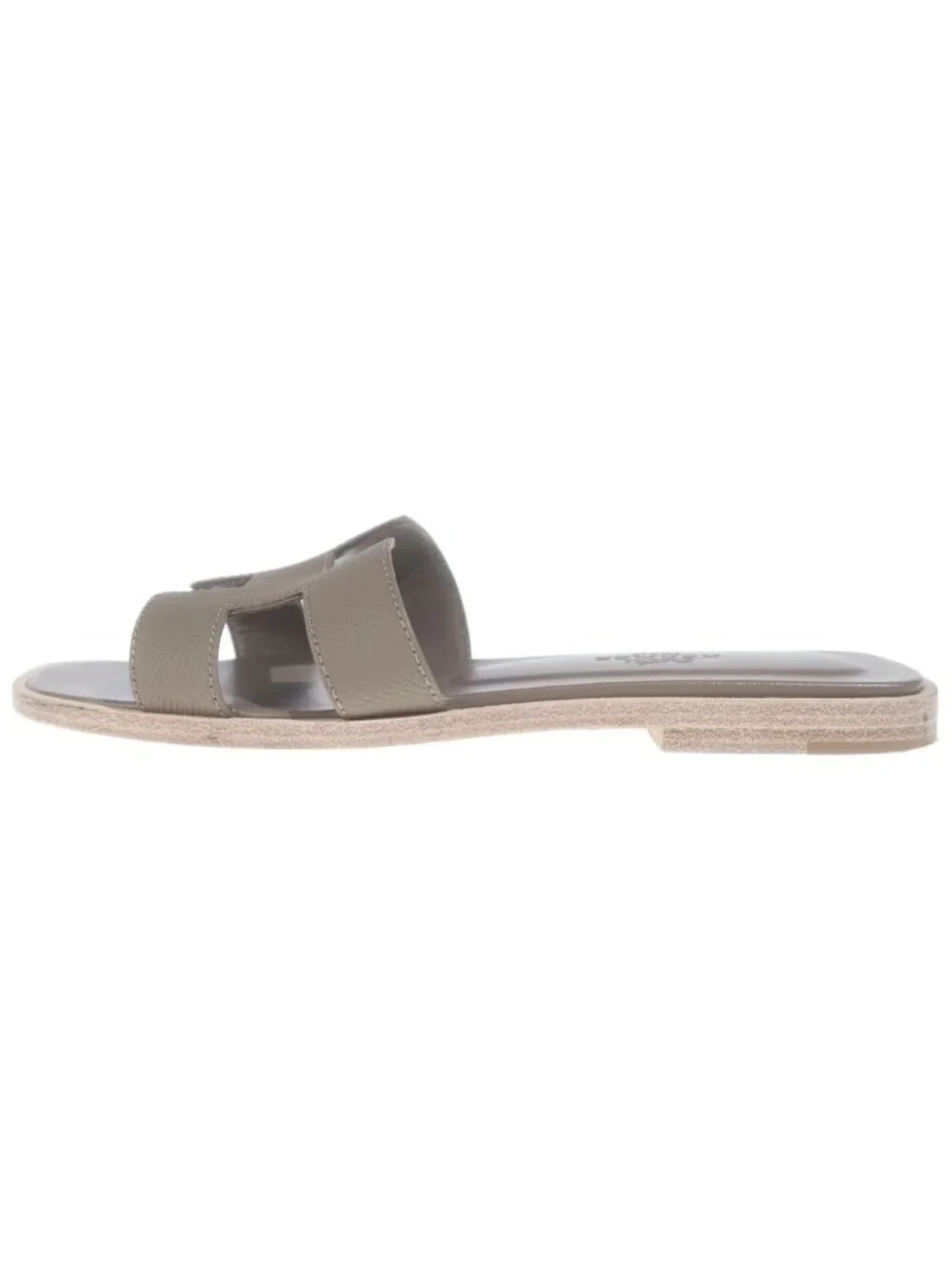 Hermes Oran Sandals Gray Jew Leather Etoupe